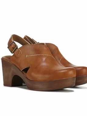 B.O.C Cecila Comfort Clog Heeled Platform Sligback Clog In Cognac Tan Size 10